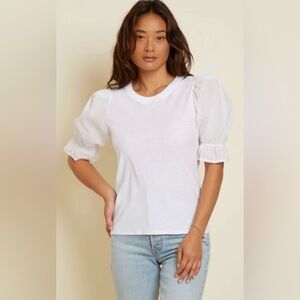 Nation LTD Bia Tee White Puff Sleeve Top | Size Small | NWOT
